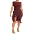 thumbnail image 3 of Robe Moulante Sans Manches pour Femmes Tulle Slim Fit Ruched Party Club Mini-Robe, 3 of 6