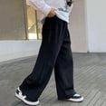 thumbnail image 6 of Hinvhai Baggy Sweatpants for Teen Girls Oversized Wide Leg Loose Sweat Pants Elastic High Waist Drawstring Athletic Casual Joggers Black 9-10 Years, 6 of 7