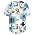 thumbnail image 4 of GaThRRgYP Women's Floral Print Short Sleeve Top,Ladies' Fashionable Printed Round Neck Curved Hem Short Sleeved Top White S, 4 of 7