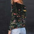 thumbnail image 6 of Uoodti Long Sleeve Shirts for Women Slim Fitted Stretchy Crewneck Knit Sweaters Women's Heart Print Ribbed Tops Fall Gift Casual, 6 of 7