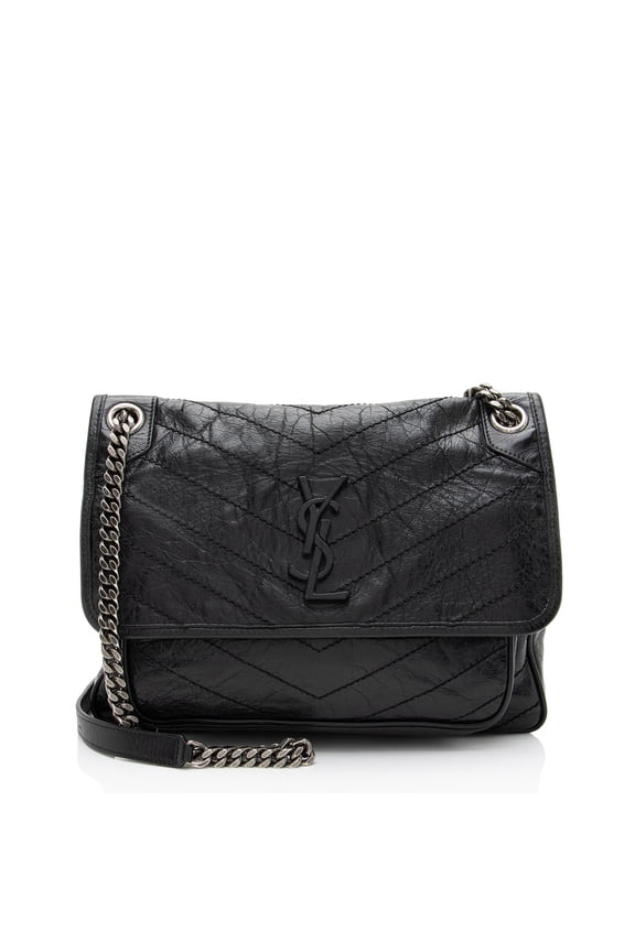 Pre-Owned Saint Laurent Crinkled Calfskin Monogram Niki Medium Shoulder Bag
