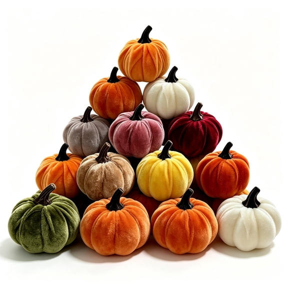 Qocolcyl Fabric Artificial Pumpkins, Cloth Fake Pumpkins for Halloween Thanksgiving Decor, Soft Cloth Pumpkins , Fall Decorations, Indoor Covered Outdoor Home Table Mantel Cabinet Party Decor