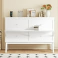 thumbnail image 3 of Queen Murphy Bed with Storage Drawer and Charging Station, USB Port, Solid Pine Cabinet Bedframe with Removable Nightstand Shelves, Chest Bed for Guest Room, White, 3 of 10