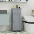 thumbnail image 2 of Small Bathroom Storage Cabinet, Narrow Storage Organizer with Drawer & Single Door, Adjustable Shelves, Freestanding Slim Cabinet for Small Space, Bathroom & Living Room, Grey, 2 of 9