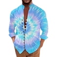 thumbnail image 1 of Men'S Retro Casual Loose Fitting Long Sleeved Printed Shirt Fashion Standing Collar Top 4XL, 1 of 5