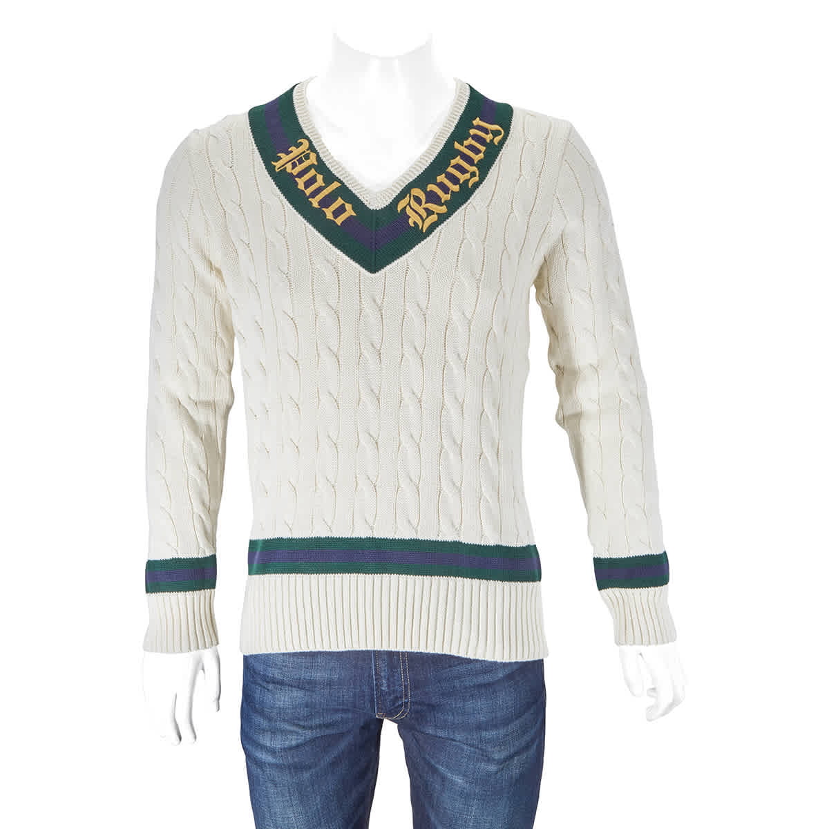 Polo Ralph Lauren Cable-knit Polo Rugby Cricket Sweater, Brand Size Small -  