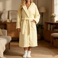 thumbnail image 3 of Winter Fleece Robe for Women Comfy Absorbent Wrap Bathrobe with Belt Loose Long Sleeve Hooded Pocket Long Bathrobe, 3 of 6