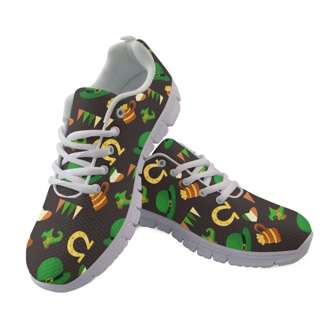 Zapatos planos con estampado de San Patricio para mujer, zapatillas con cordones y estampado de bandera irlandesa, zapatos informales transpirables para caminar