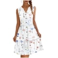 thumbnail image 2 of ClodeEU Women's All Over Print V-Neck Sleeveless Maxi Dress ,Beach Casual Tank Dress with Button-Front Detail White,Womens Plus XL, 2 of 6