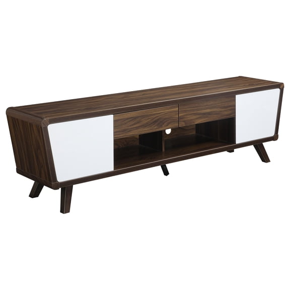 Allora Mid-Century Wood TV Stand for TVs up to 74" in Walnut/Glossy White