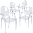 thumbnail image 4 of EMMA + OLIVER 4 Pack Oval Back Ghost Chair - Arms in Transparent Crystal - Stackable Side Chair, 4 of 4