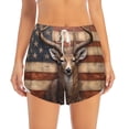 thumbnail image 2 of Picia Deer American Flag Wall Pattern Women's 2 in 1 Athletic Running Shorts High Waisted Workout Casual Gym Sweat Shorts with Comfy Liner Zipper Pockets-Small, 2 of 9