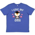 thumbnail image 3 of Inktastic I Love My Oma with Cute Penguin and Hearts Youth T-Shirt, 3 of 5
