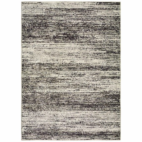 HomeRoots 505771 2 x 3 ft. Charcoal Gray Silver & Ivory Abstract Power Loom Stain Resistant Rectangle Area Rug
