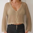 thumbnail image 5 of Qzwdhjm Crochet Cardigans for Women Hollow Out Cropped Swimsuits Coverups Long Sleeve Open Front Beach Cover Up Lighweight Trendy Beachwear Cardigan, 5 of 6