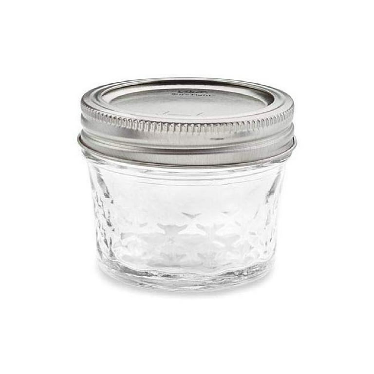 Ball Jelly Jars, Quilted Crystal Glass Jars with Lids and Bands, 4