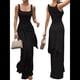 thumbnail image 3 of Vestido de Verano para Mujer, Sin Mangas, con Cuello Cuadrado, Sexy, con Doble Forro, Ajustado, y Maxivestido. Negro M, 3 of 10