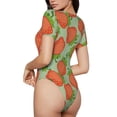 thumbnail image 4 of Uemuo Hand Drawn Strawberry Pattern Women's One Piece Short Sleeve Swimsuit Rash Guard Surfing Modest Quick-drying Swimsuit Beach Essentials-, 4 of 9