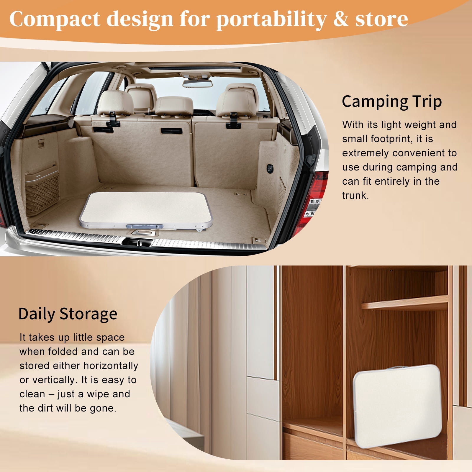 Camping Folding Table, 70x50x60cm