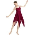 thumbnail image 4 of IBTOM CASTLE Women Lyrical Dance Dress Modern Contemporary Ballet Dancewear Spaghetti Strap Chiffon Flowy Dress L Wine Red, 4 of 8