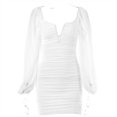 thumbnail image 3 of Mini Vestido Ajustado Mini vestido ceñido al cuerpo para mujer, vestido fruncido transparente de malla sin espalda, Vestidos (blanco S) Cgtredaw para Mujer Blanco T M, 3 of 7