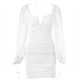 thumbnail image 3 of Mini Vestido Ajustado Mini vestido ceñido al cuerpo para mujer, vestido fruncido transparente de malla sin espalda, Vestidos (blanco M) Kuymtek para Mujer Blanco T L, 3 of 7
