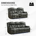 thumbnail image 3 of Power Zero Gravity Recliner Sofa with Wireless Charger,USB/Type C Ports,LED Light,Cup Holder,Dual Recliners,Faux Leather Electric Reclining Couch,for Living Room 3 Seater Gray, 3 of 8