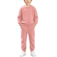 thumbnail image 7 of ITSAME Girls 2 Piece Outfits Crewneck Pullover Sweatshirt and Sweatpants Fall Winter Warm Cotton Clothes Set Pink Size 6, 7 of 7