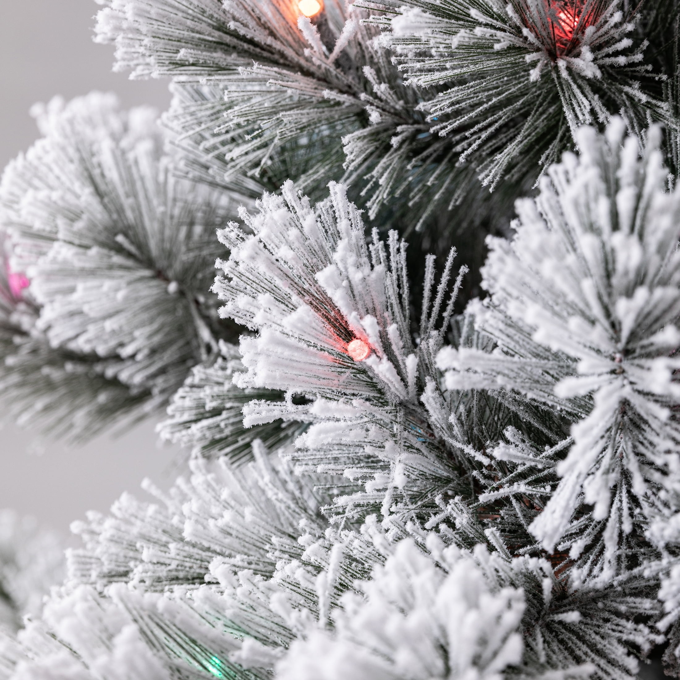 7.5' Pre-Lit Warren Pine Snow-Flocked Green Artificial Christmas Tree with Color-Changing LED Lights and Stand, by Holiday Time