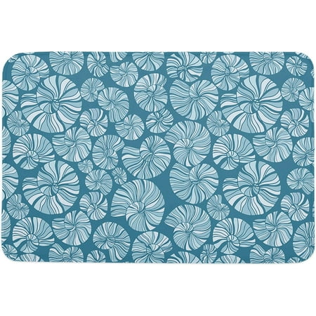 

Ocean Animal Door Mat Anti-Skid Welcome Mat Absorbent Floor Mat Front Doormat for Kitchen Bathroom Entryway Patio High Traffic Areas Geometric Conch Tiled Dark Blue Texture 20x32 Inch