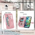 thumbnail image 6 of for iphone 16 6.1 inch Case, Wallet for Women Men, Durable PU Leather Magnetic Flip Lanyard Strap Wristlet Zipper Card Holder Wallet Phone Case for iphone 16, 6 of 10