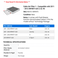 thumbnail image 2 of Cabin Air Filter 1 - Compatible with 2011 - 2012 INFINITI G25 2.5L V6, 2 of 2