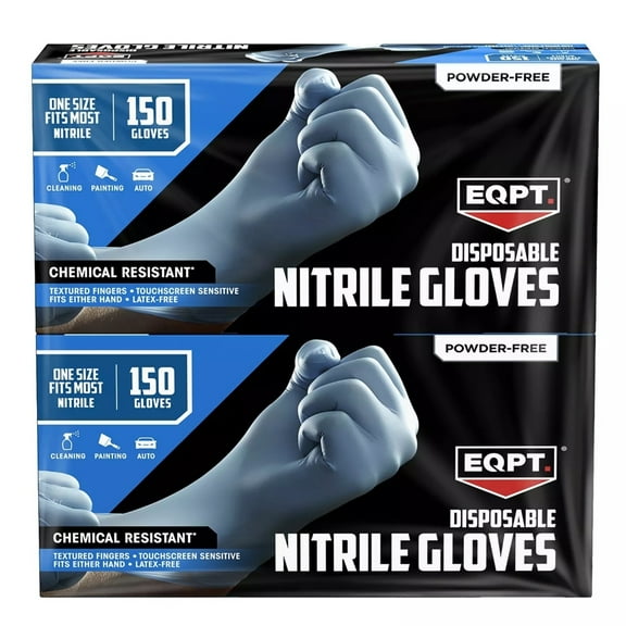 EQPT Industrial Powder-Free Nitrile Gloves Blue 150 Count (2 Pack)