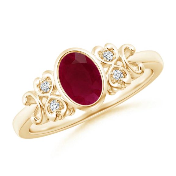 Oval Shape Red Ruby CZ Diamond Band Ring Women 925 Sterling Silver Yellow Gold Plated July Birthstone Christmas New Year Gift Gemstone Jewelry