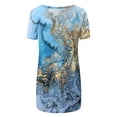 thumbnail image 4 of Georges Hauts pour Femmes Décontractés Chics d'Été Col Rond Ample Hauts Imprimés Manches Courtes Blouse, 4 of 5