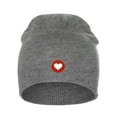 thumbnail image 2 of I&W Classic Winter Cuffless Beanie Knit Hat Love or Broken Heart Logo (Hgray, Red White Love Heart), 2 of 2