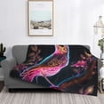 thumbnail image 6 of Throw Blanket for Couch Sofa and Bed, Pink Glowing Leaf Bird Soft Plush Throw Blanket, Fuzzy Cuteness Comfy Warm Washable Flannel Blanket Throws for All Season, 6 of 8