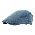 thumbnail image 2 of 21.65-23.62in Classic British Retro Flat Cap - Adjustable Washed Denim Newsboy Hat with 2.17in Brim & 4.33in , Unisex Casual Beret for Men Women Daily Wear (Blue), 2 of 3