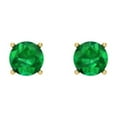 thumbnail image 3 of 0.2 Ct Round Cut Studs Green Emerald 14K Yellow Solid Solid Gold Everyday Dainty Earrings Screw Back, 3 of 7