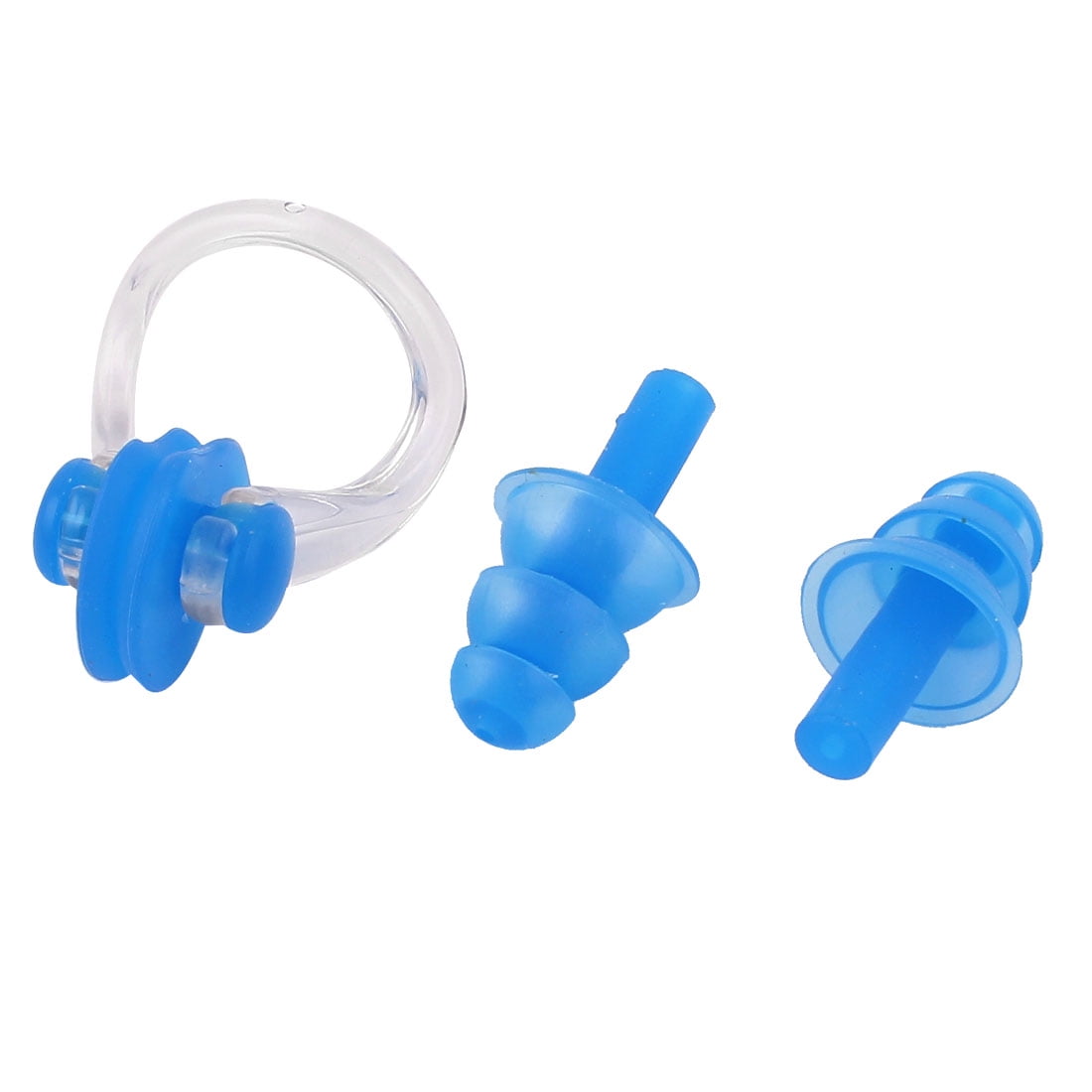 Pair Soft Silicone Swimming Set Nose Clip Ear Plug Earplug Blue by
