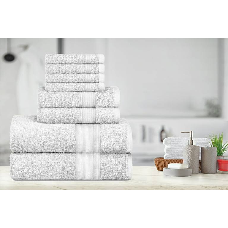 8pc Cotton Bath Towel Set White