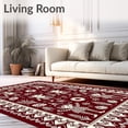 thumbnail image 2 of ODIKA 8'x10' Machine Washable Non-Slip Area Rug, Nordic Folklore Elf Dwelling Hearth Entrance Guards High Traffic Rug, Red, 628088, 2 of 7