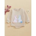 thumbnail image 4 of Infant Baby Boy Girl Easter Outfits Rabbit Embroidery Bubble Romper Long Sleeve Sweatshirt 1 3 6 9 12 Months Cute Spring Clothes, 4 of 8