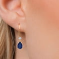 thumbnail image 3 of Gem Stone King 14K Yellow Gold Blue Sapphire and Lab Grown Diamond Teardrop Dangle Earrings for Women | 1.91 Cttw | Gemstone September Birthstone | Pear Shape 7X5MM, 3 of 6