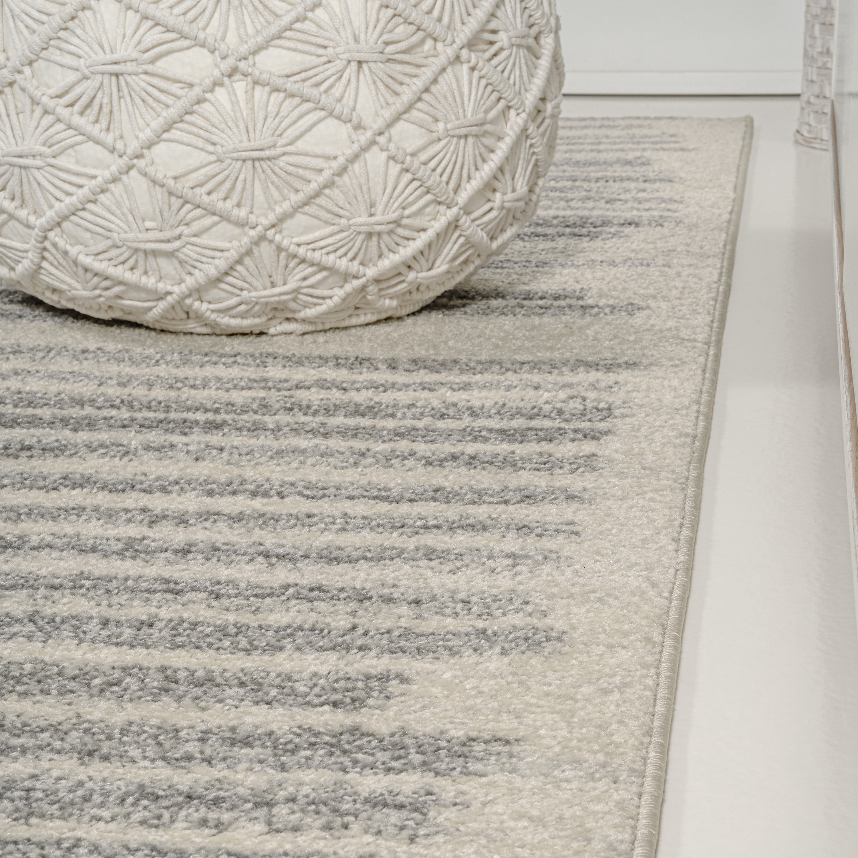 JONATHAN Y MOROCCAN HYPE 2 x 8 Runner Rug, Khalil Berber Stripe - Cream/Gray, MOH207C-28