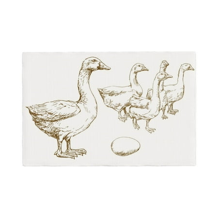 

Table Placemats Set of 6 - Hand Drawn Goose 12x18 In Faux Linen Double Heat Resistant Place Mats Cloth Indoor/Outdoor Placemats Washable Table Mats for Dining Kitchen Party