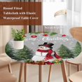 thumbnail image 4 of Grey Christmas Round Tablecloth, Fitted Table Cover with Elastic for 36"-44" Round Tables, Xmas Tree Ball Snowflake Winter Gifts Table Cloth Outdoor Indoor Dinning Party Waterproof Tablecloths, 4 of 7