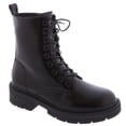 thumbnail image 1 of New Women's Lug Sole Platform Combat Ankle Bootie Lace up Side Zipper Bootie, 1 of 5