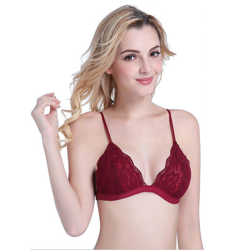 Feiona Sexy Bra Floral Lace Solid Wire Free Bra Bustier Sheer Top