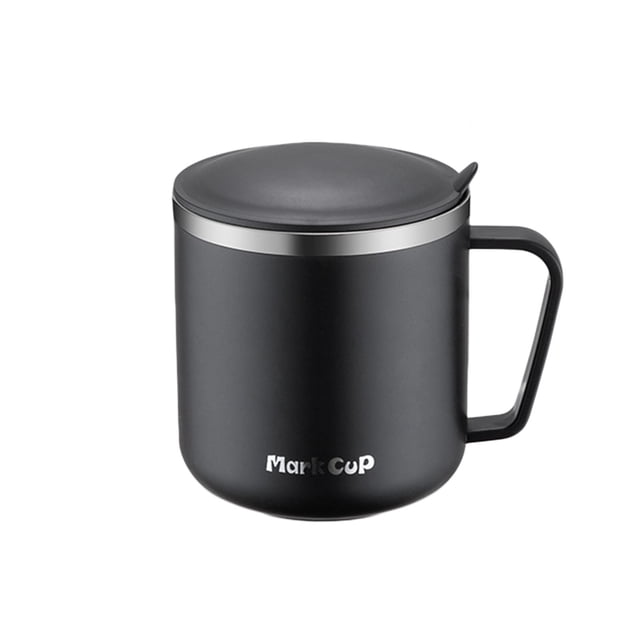 Taza de Café de Viaje Taza de Acero Inoxidable con Tapa Y Mango -400Ml Taza Aislada de Doble Capa Reutilizable - Adecuada para la Oficina Del Hogar Y la Taza de Café de Viaje